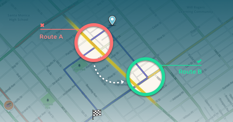 An example of how drivers will be routed using the new feature